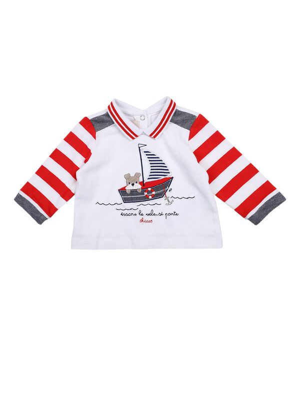 Boys White & Grey Printed Smock with  Legging image number 1